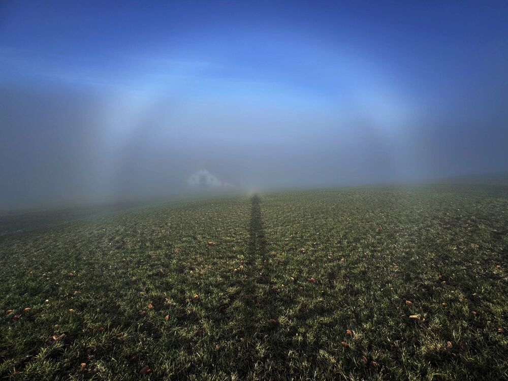 Der Dezember war geprägt von Hochdruckwetter. In tiefen Lagen war oft Nebel vorhanden, darüber schien die Sonne. Am 21. Dezember war an der Nebelgrenze ein Nebelbogen zu sehen. Standort: Rossbüchel oberhalb Rorschach SG. (Foto: Andreas Walker)